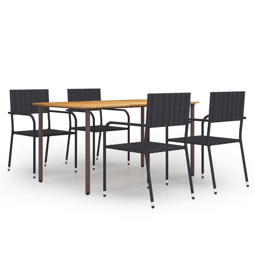 5 Piece Patio Dining Set Poly Rattan Black at Set Shop and Smile