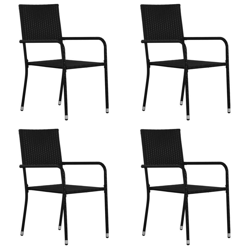 5 Piece Patio Dining Set Poly Rattan Black at Set Shop and Smile