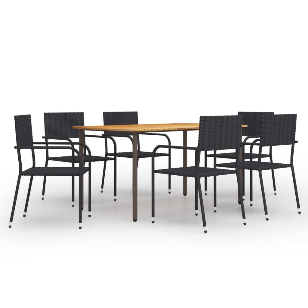 7 Piece Patio Dining Set Poly Rattan Black at Set Shop and Smile