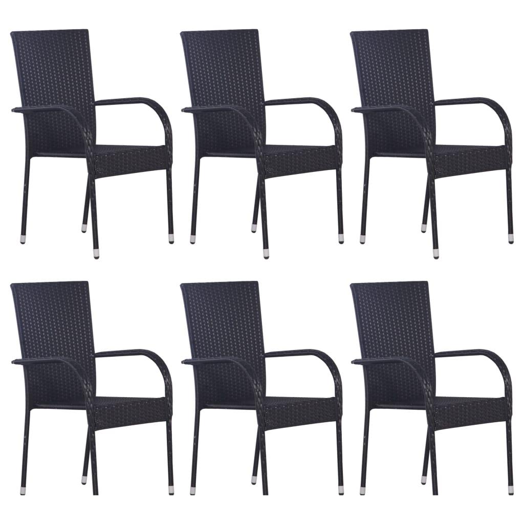 7 Piece Patio Dining Set Poly Rattan Black at Set Shop and Smile