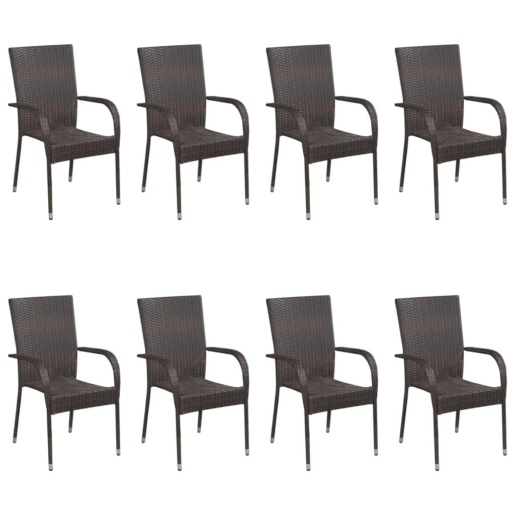 9 Piece Patio Dining Set Poly Rattan Brown at Set Shop and Smile