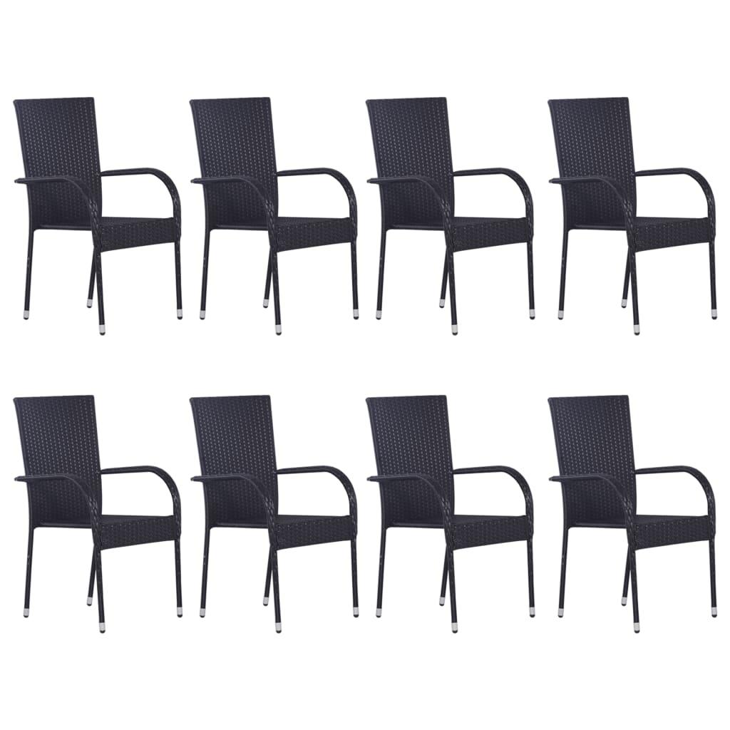 9 Piece Patio Dining Set Poly Rattan Black at Set Shop and Smile