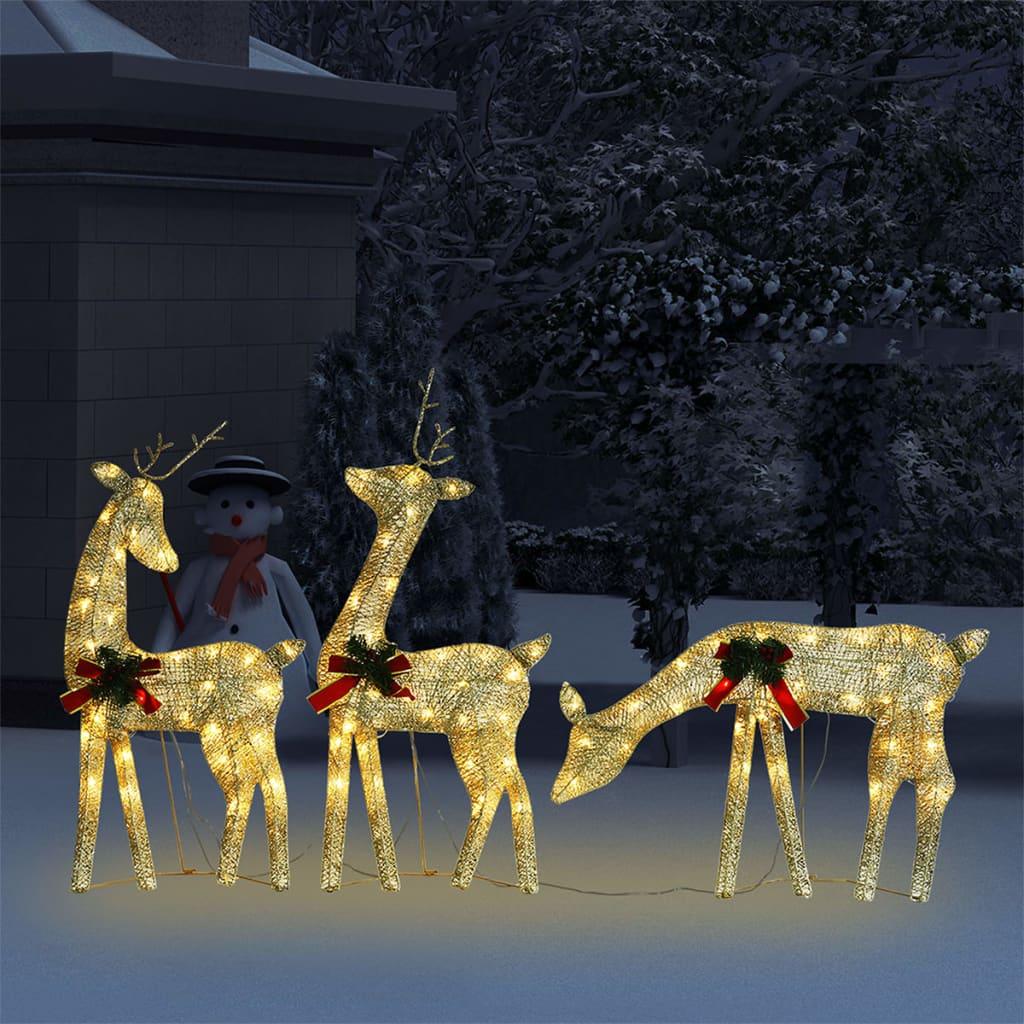 Christmas Reindeer Family 106.3"x2.8"x35.4" Gold Warm White Mesh at Set Shop and Smile