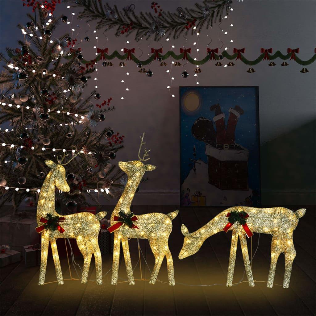 Christmas Reindeer Family 106.3"x2.8"x35.4" Gold Warm White Mesh at Set Shop and Smile