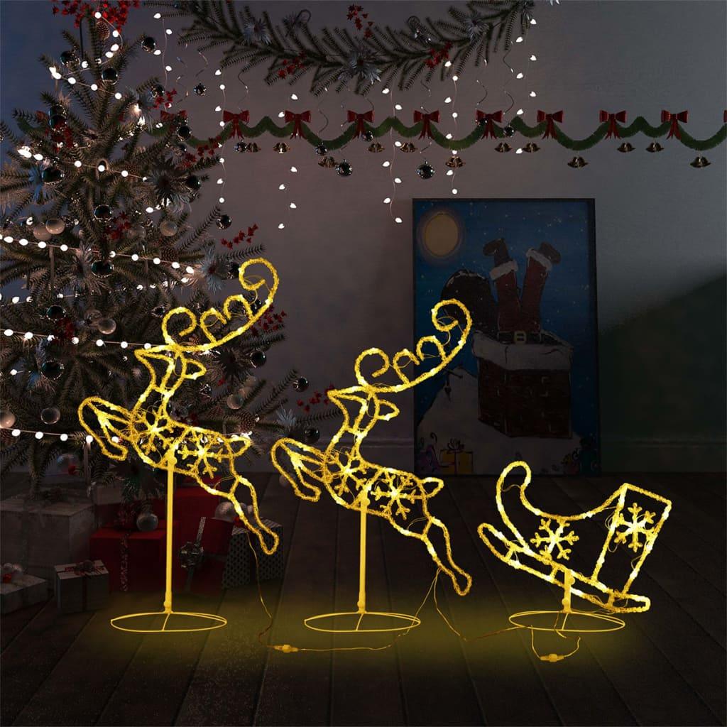 Acrylic Christmas Flying Reindeer&Sleigh 102.4"x8.3"x34.3" Warm White at Set Shop and Smile