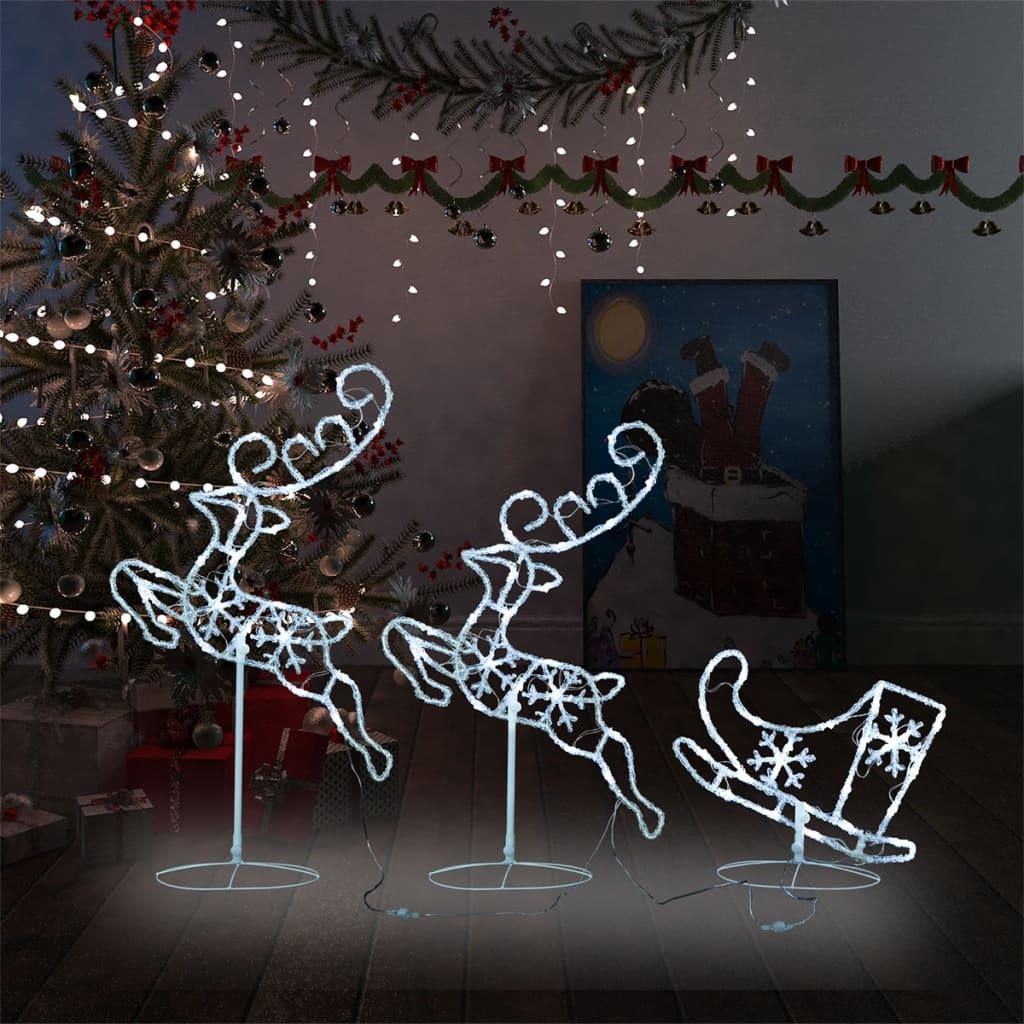 Acrylic Christmas Flying Reindeer&Sleigh 102.4"x8.3"x34.3" Cold White at Set Shop and Smile