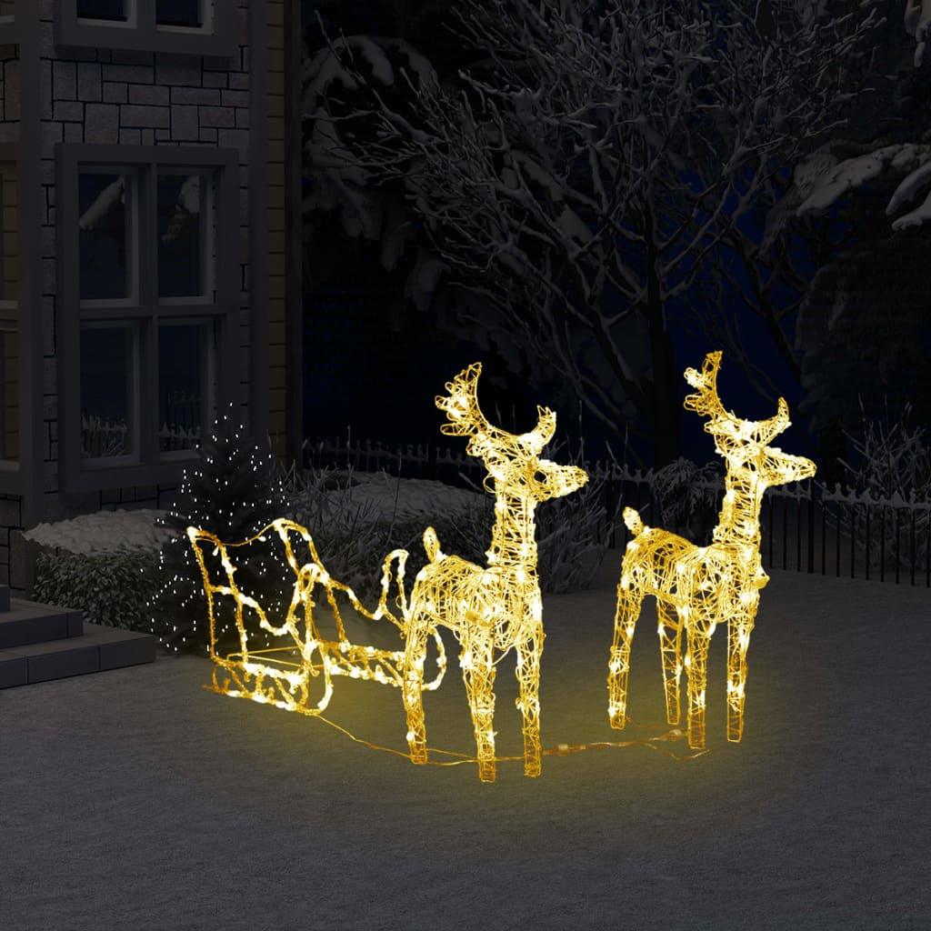 Reindeers & Sleigh Christmas Decoration 160 LEDs 51.2" Acrylic at Set Shop and Smile