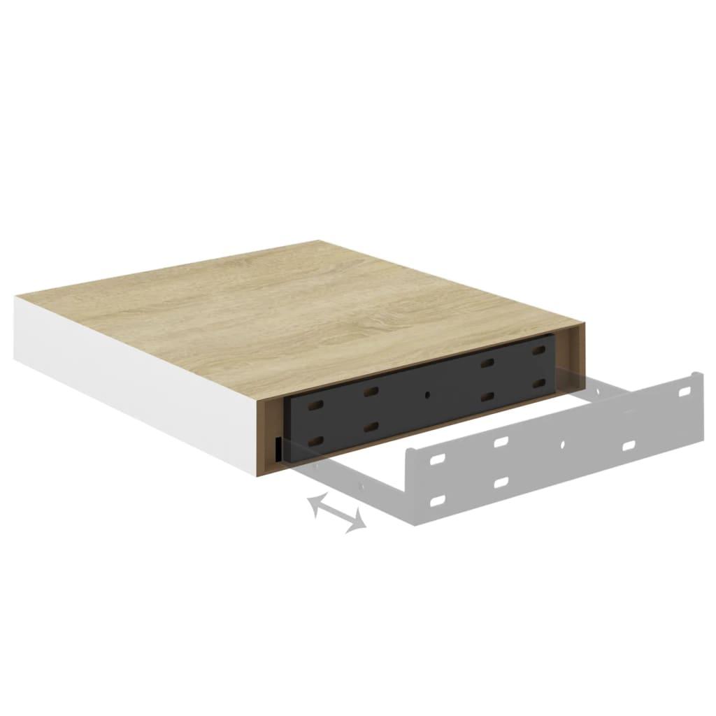 Floating Wall Shelf Oak and White 9.1"x9.3"x1.5" MDF at Set Shop and Smile