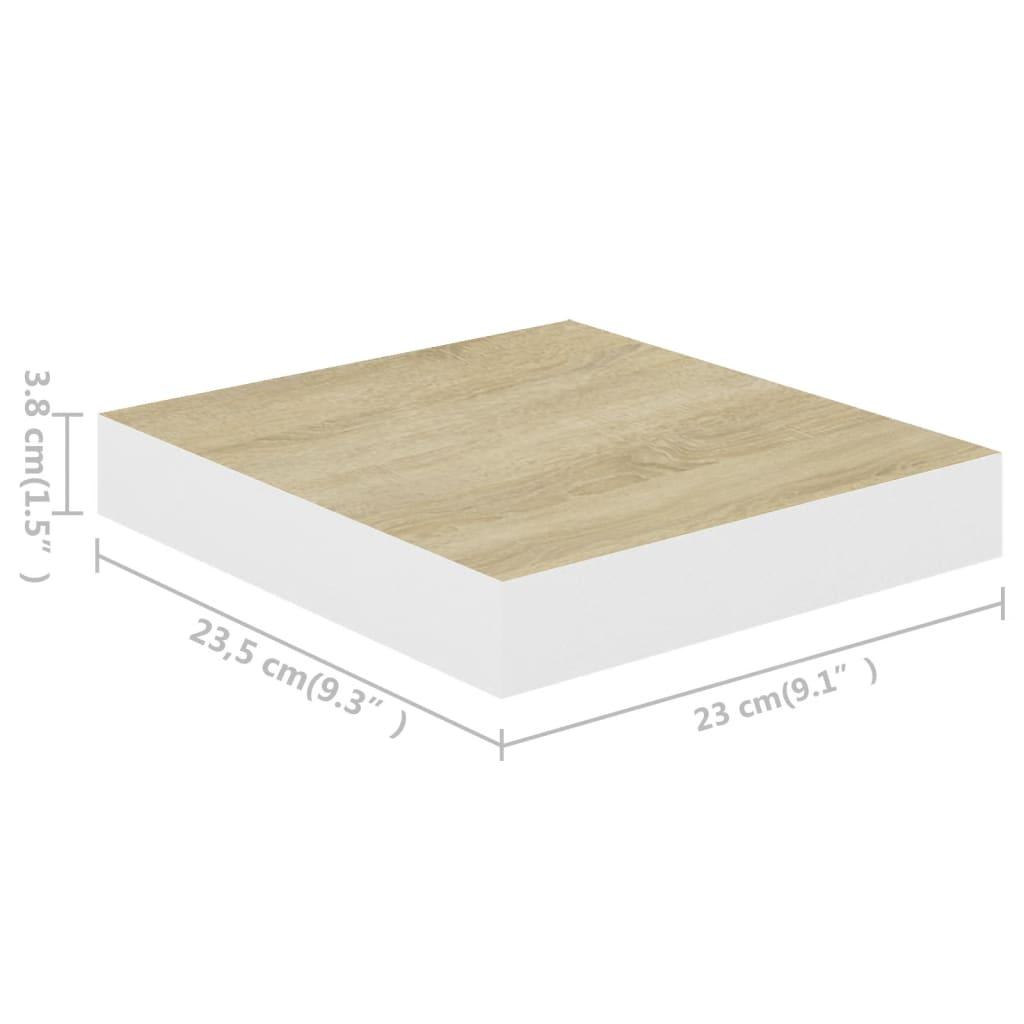 Floating Wall Shelves 2 pcs Oak and White 9.1"x9.3"x1.5" MDF at Set Shop and Smile