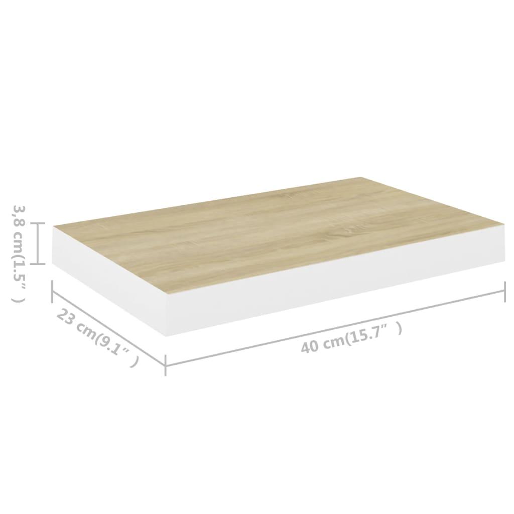 Floating Wall Shelf Oak and White 15.7"x9.1"x1.5" MDF at Set Shop and Smile