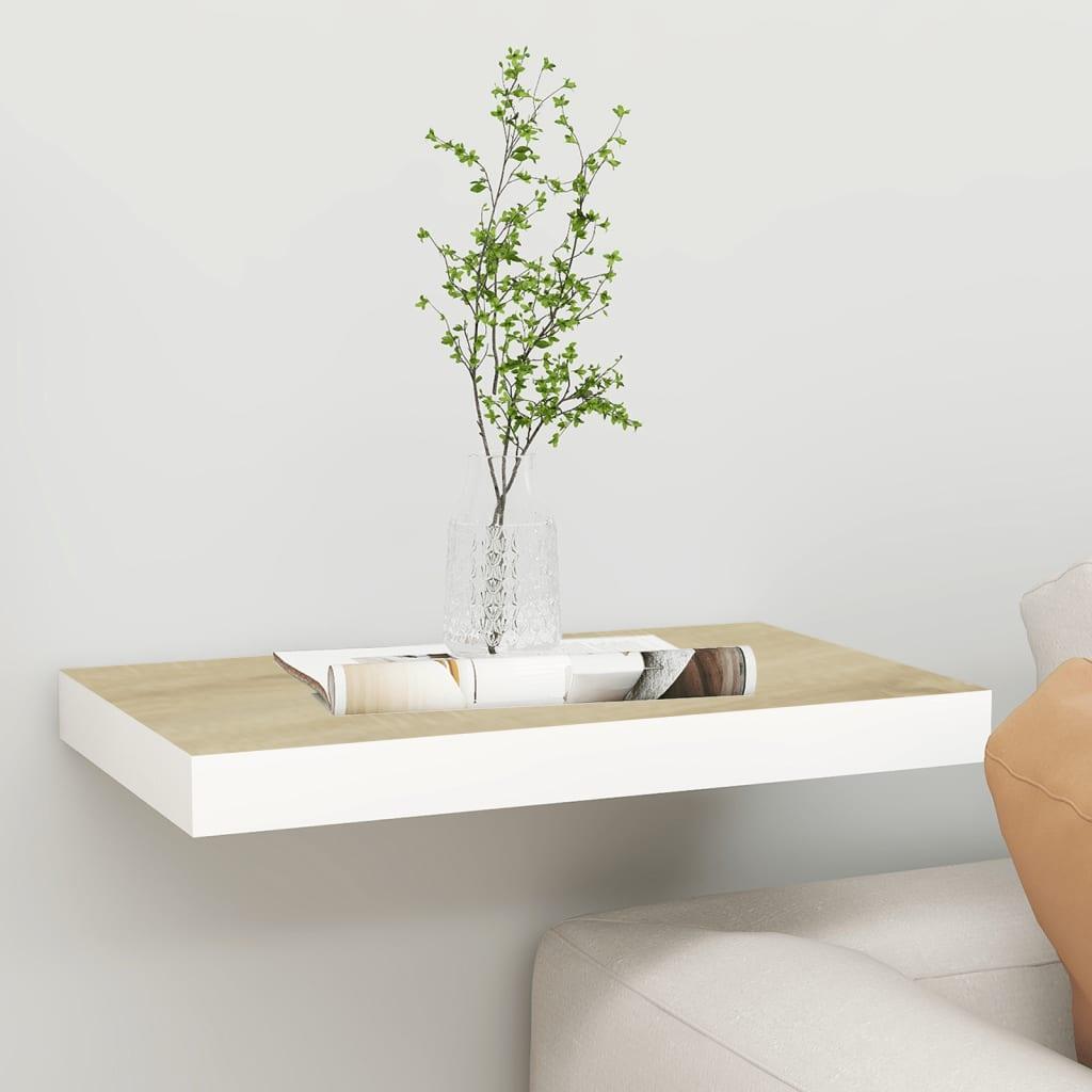 Floating Wall Shelf Oak and White 15.7"x9.1"x1.5" MDF at Set Shop and Smile