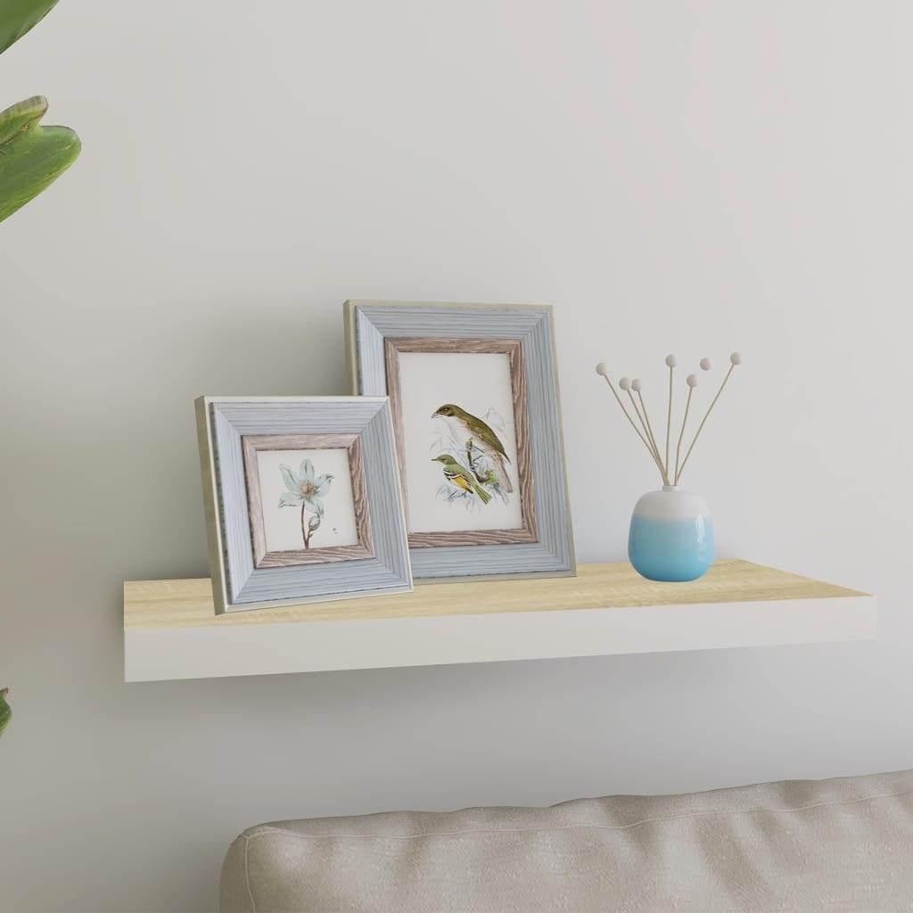 Floating Wall Shelf Oak and White 23.6"x9.3"x1.5" MDF at Set Shop and Smile