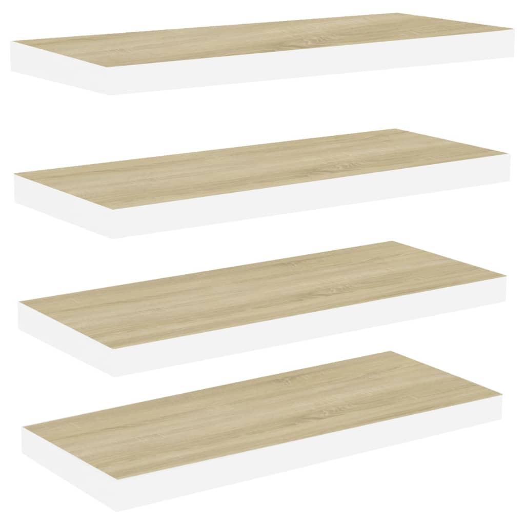 Floating Wall Shelves 4 pcs Oak and White 23.6"x9.3"x1.5" MDF at Set Shop and Smile