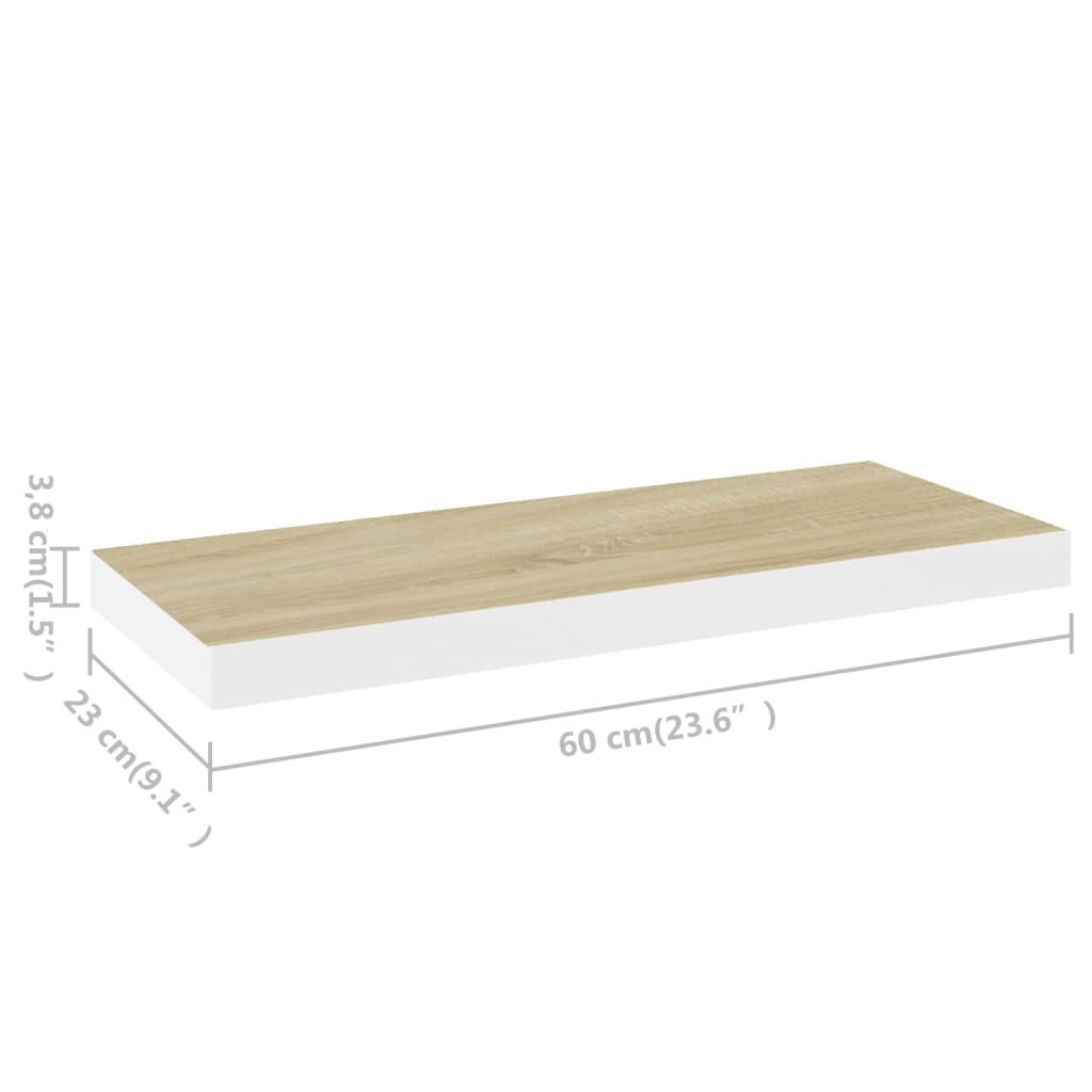 Floating Wall Shelves 4 pcs Oak and White 23.6"x9.3"x1.5" MDF at Set Shop and Smile