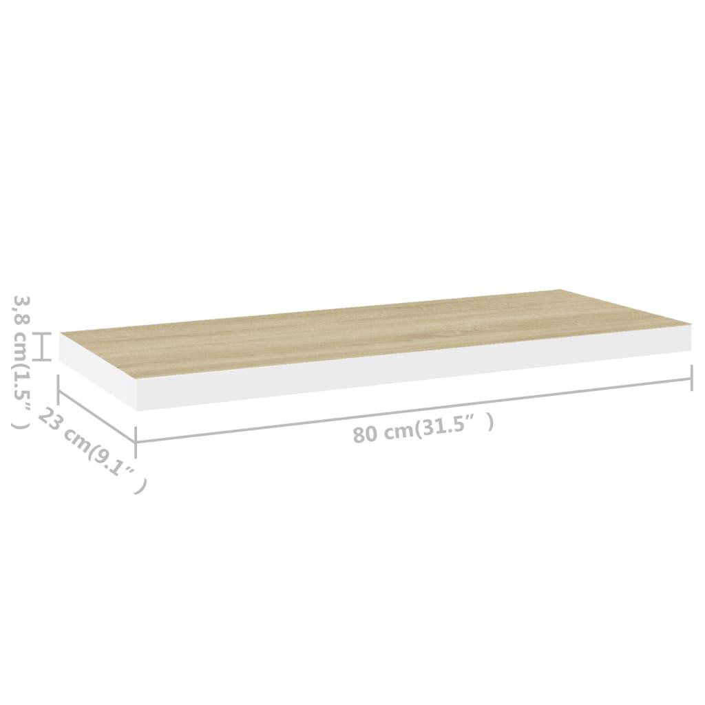 Floating Wall Shelves 2 pcs Oak and White 31.5"x9.3"x1.5" MDF at Set Shop and Smile