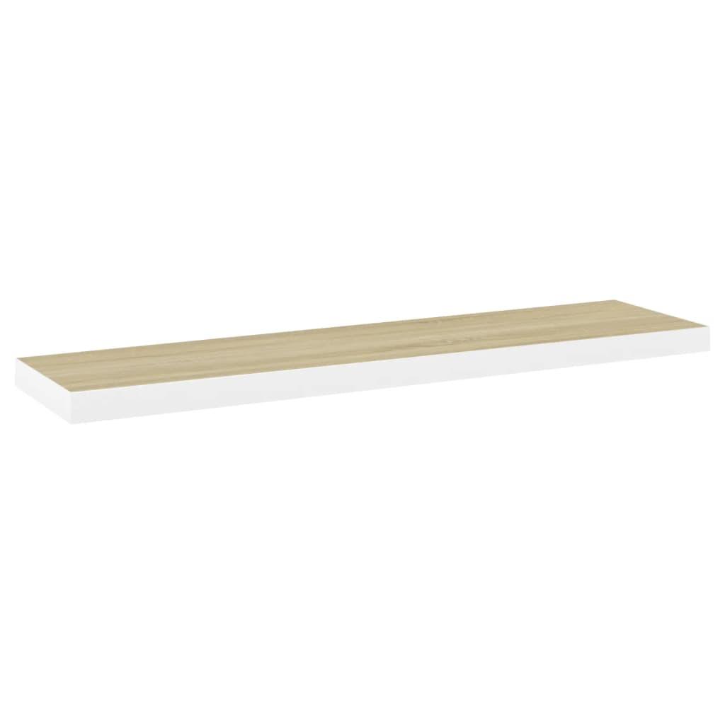 Floating Wall Shelf Oak and White 47.2"x9.3"x1.5" MDF at Set Shop and Smile