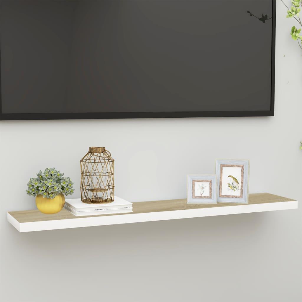 Floating Wall Shelf Oak and White 47.2"x9.3"x1.5" MDF at Set Shop and Smile