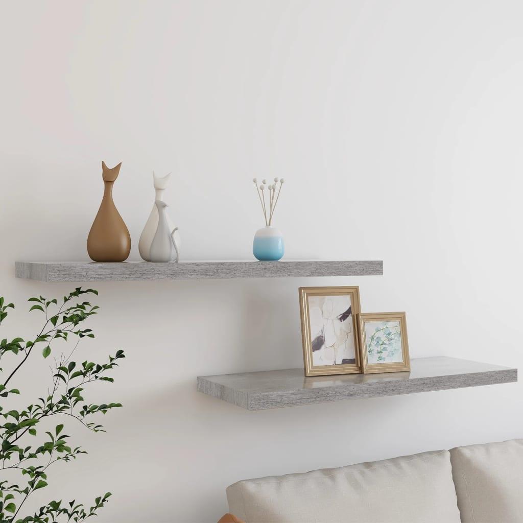Floating Wall Shelves 2 pcs Concrete Gray 31.5"x9.3"x1.5" MDF at Set Shop and Smile