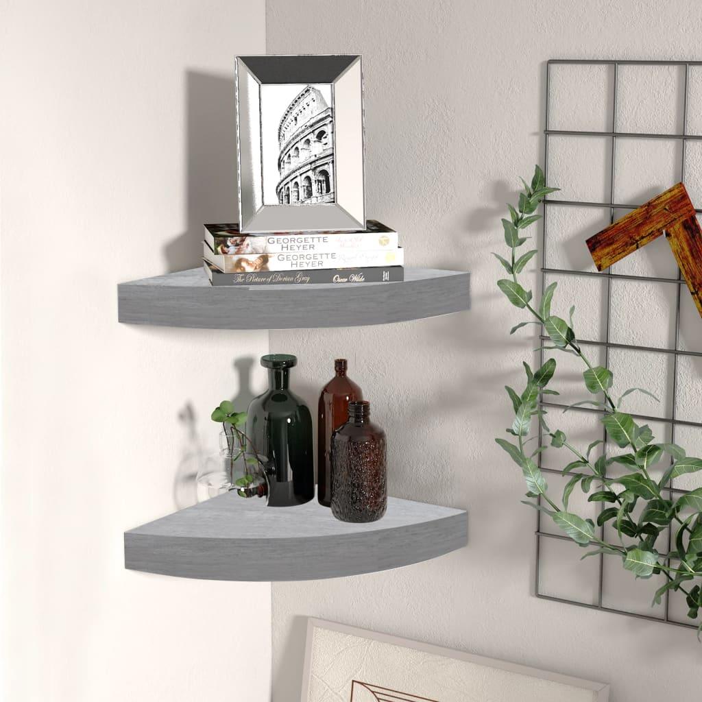 Wall Corner Shelves 2 pcs Concrete Gray 9.8"x9.8"x1.4" MDF at Set Shop and Smile