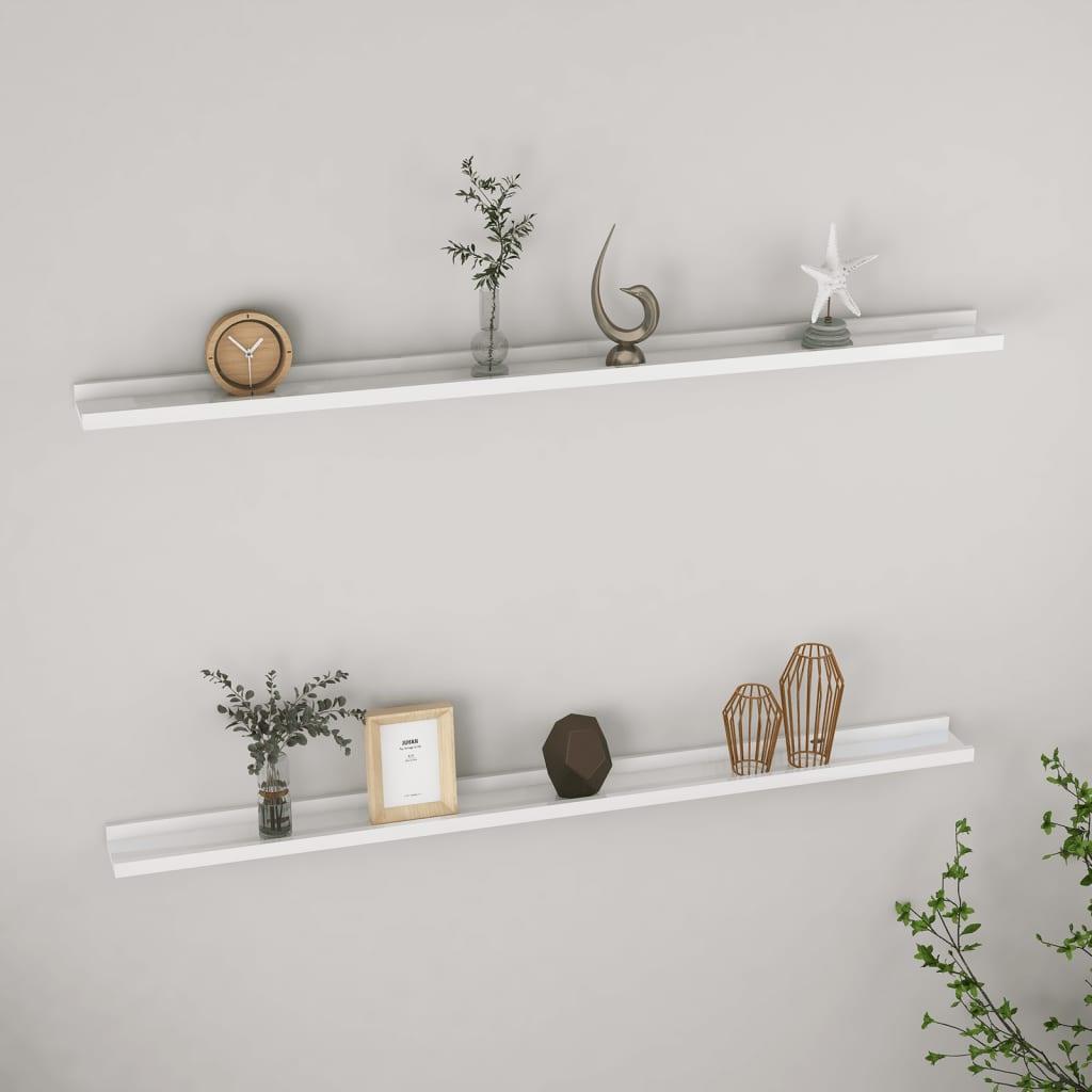 Wall Shelves 2 pcs High Gloss White 45.3"x3.5"x1.2" at Set Shop and Smile