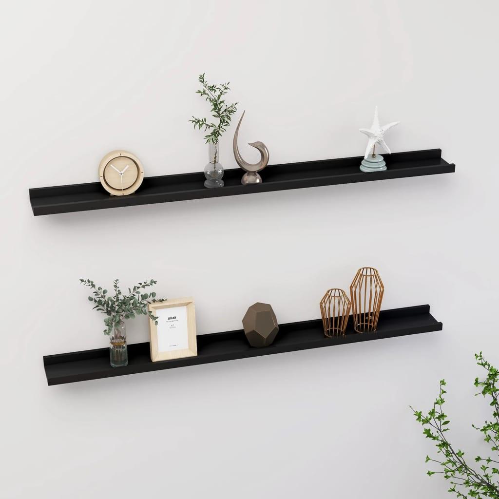 Wall Shelves 2 pcs Black 39.4"x3.5"x1.2" at Set Shop and Smile