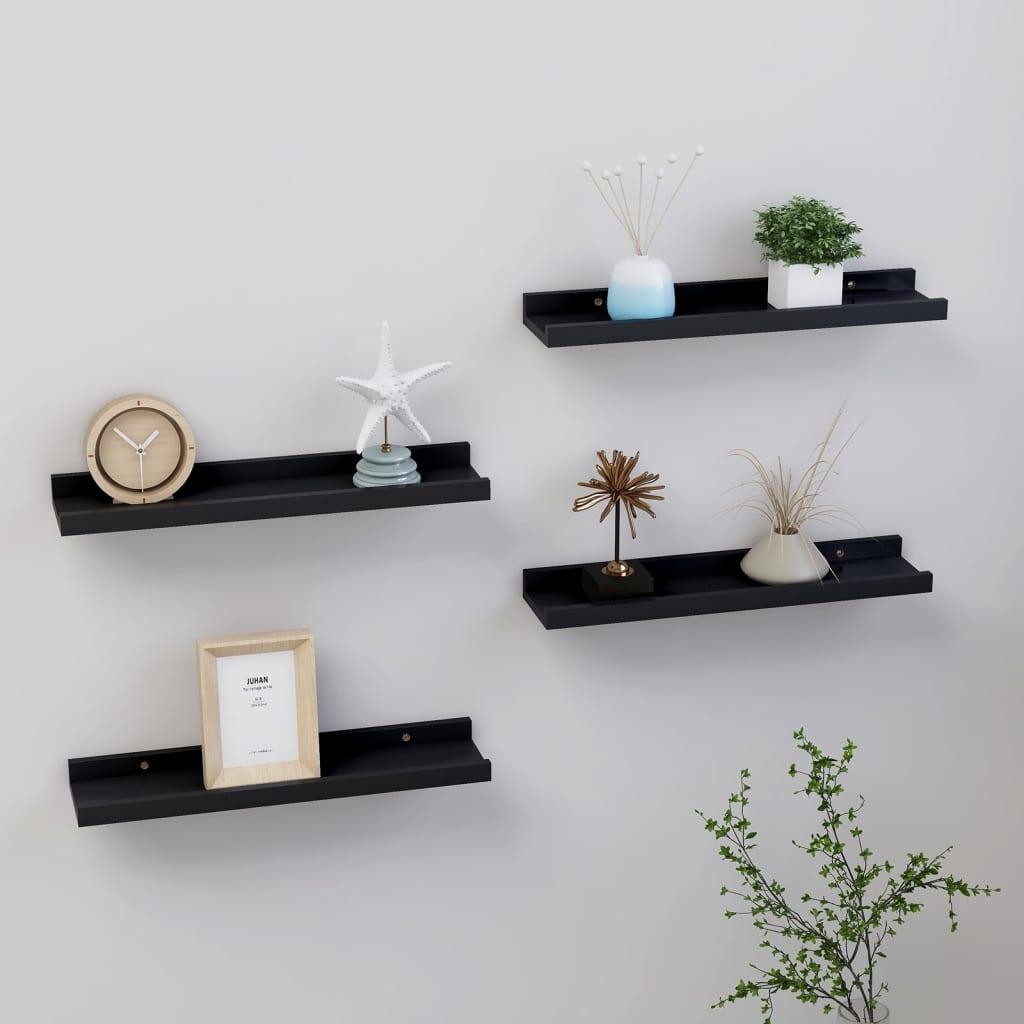 Wall Shelves 4 pcs Black 15.7"x3.5"x1.2" at Set Shop and Smile