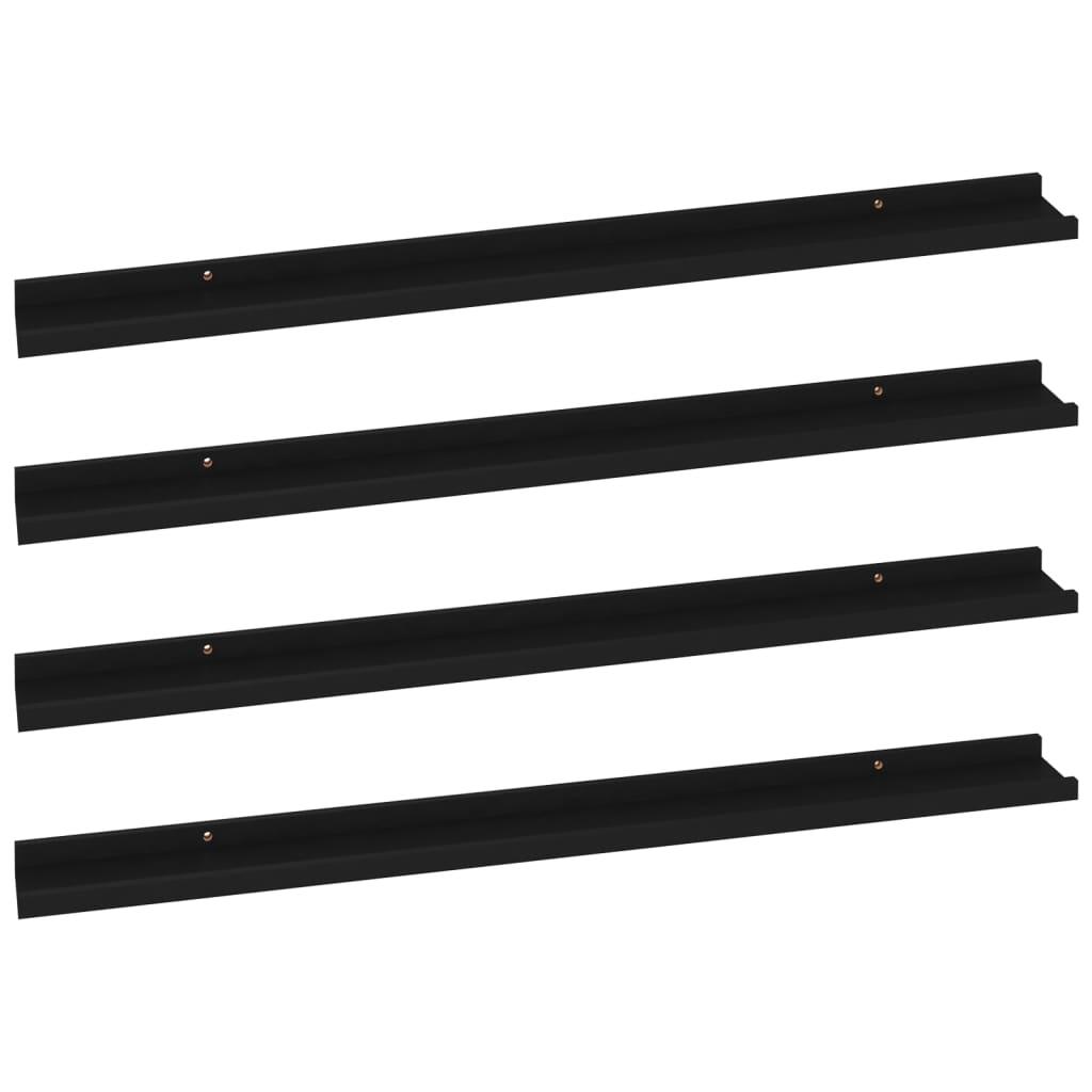 Wall Shelves 4 pcs Black 39.4"x3.5"x1.2" at Set Shop and Smile
