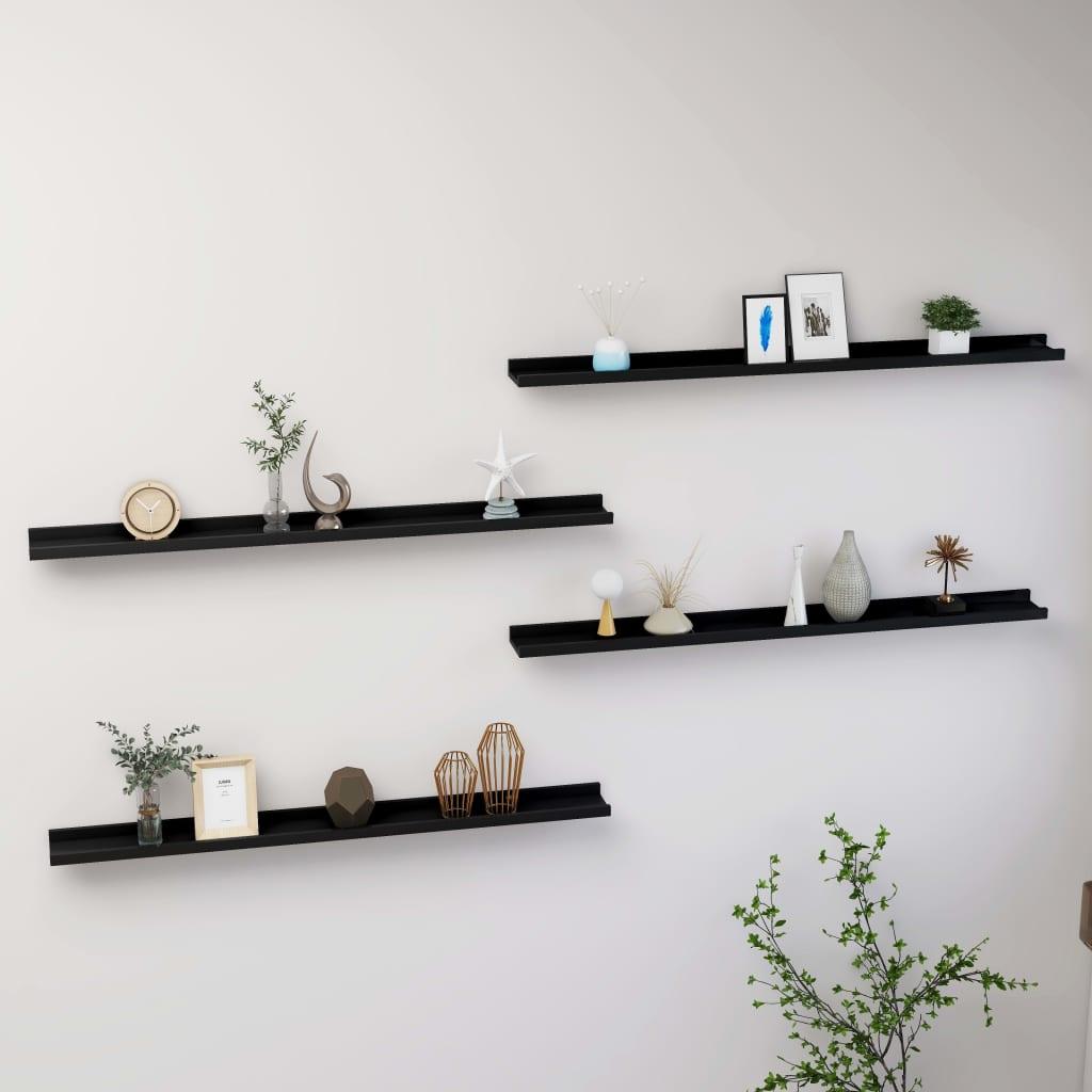 Wall Shelves 4 pcs Black 39.4"x3.5"x1.2" at Set Shop and Smile
