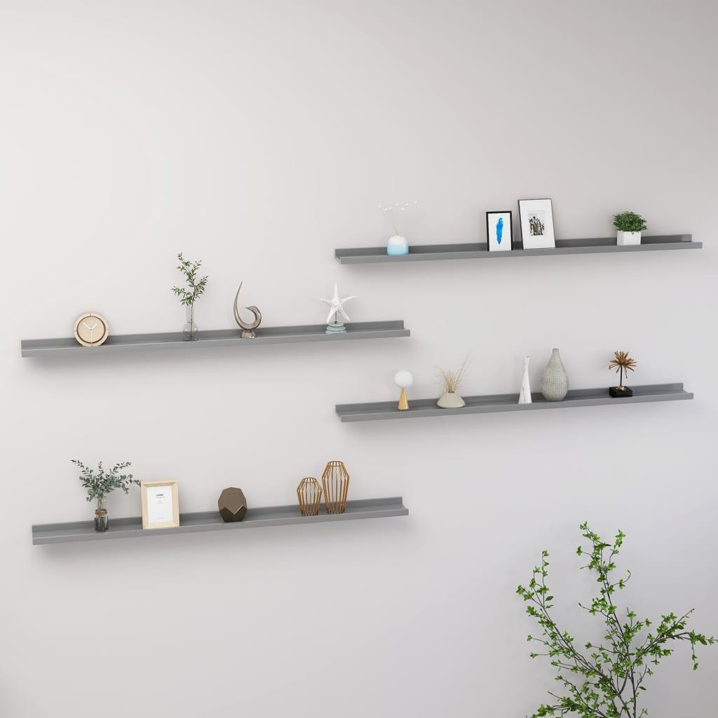 Wall Shelves 4 pcs Gray 45.3"x3.5"x1.2" at Set Shop and Smile