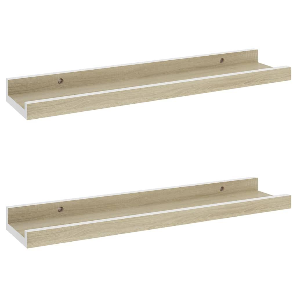 Wall Shelves 2 pcs White and Sonoma Oak 15.7"x3.5"x1.2" at Set Shop and Smile