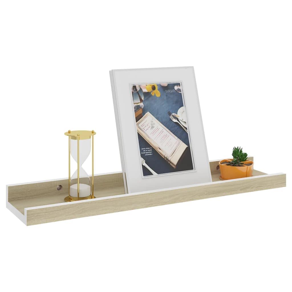 Wall Shelves 2 pcs White and Sonoma Oak 15.7"x3.5"x1.2" at Set Shop and Smile
