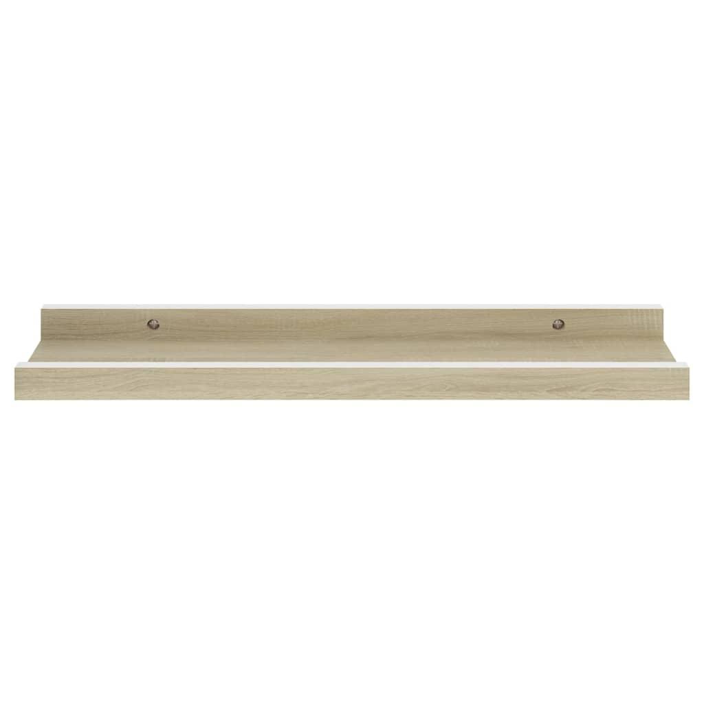 Wall Shelves 2 pcs White and Sonoma Oak 15.7"x3.5"x1.2" at Set Shop and Smile