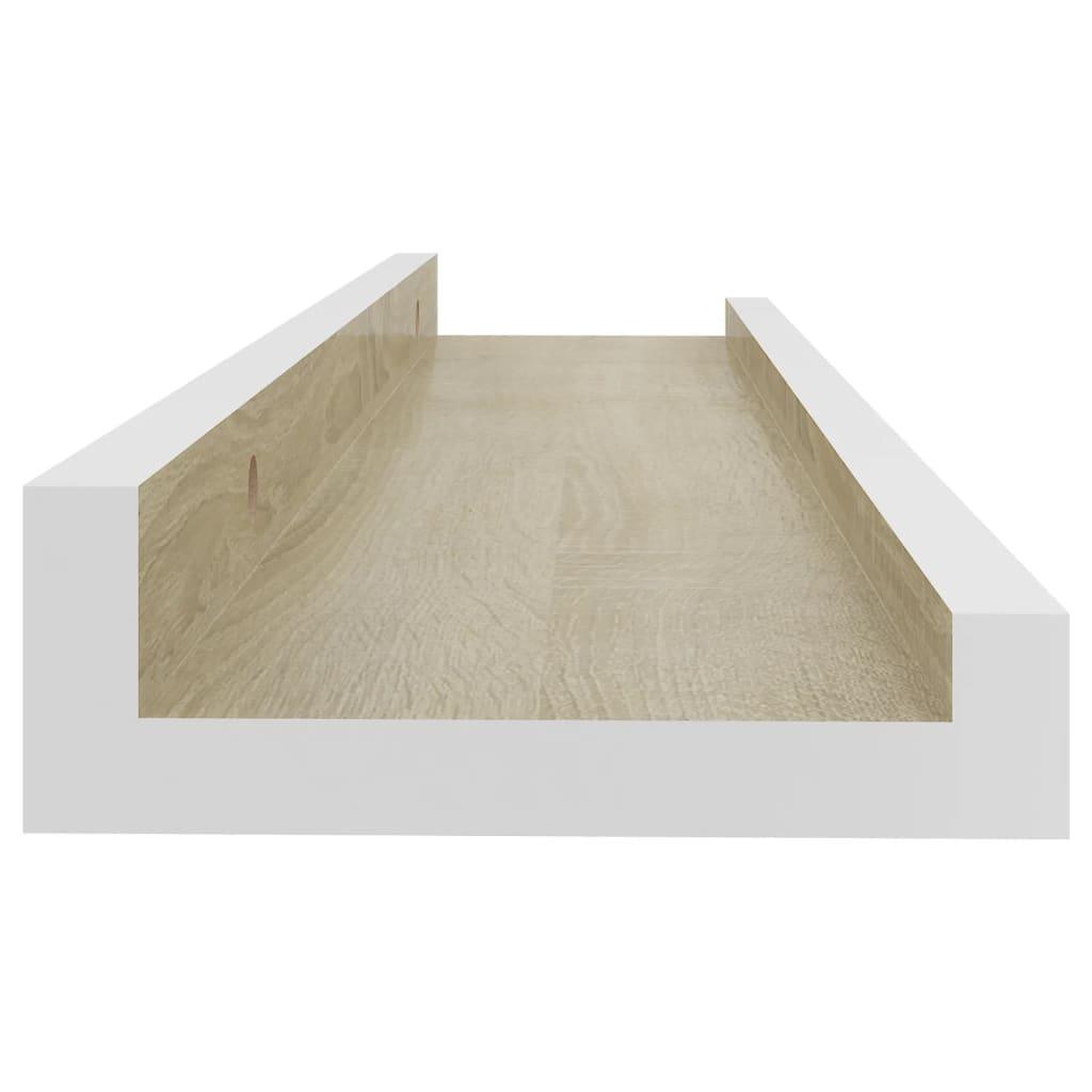 Wall Shelves 2 pcs White and Sonoma Oak 15.7"x3.5"x1.2" at Set Shop and Smile
