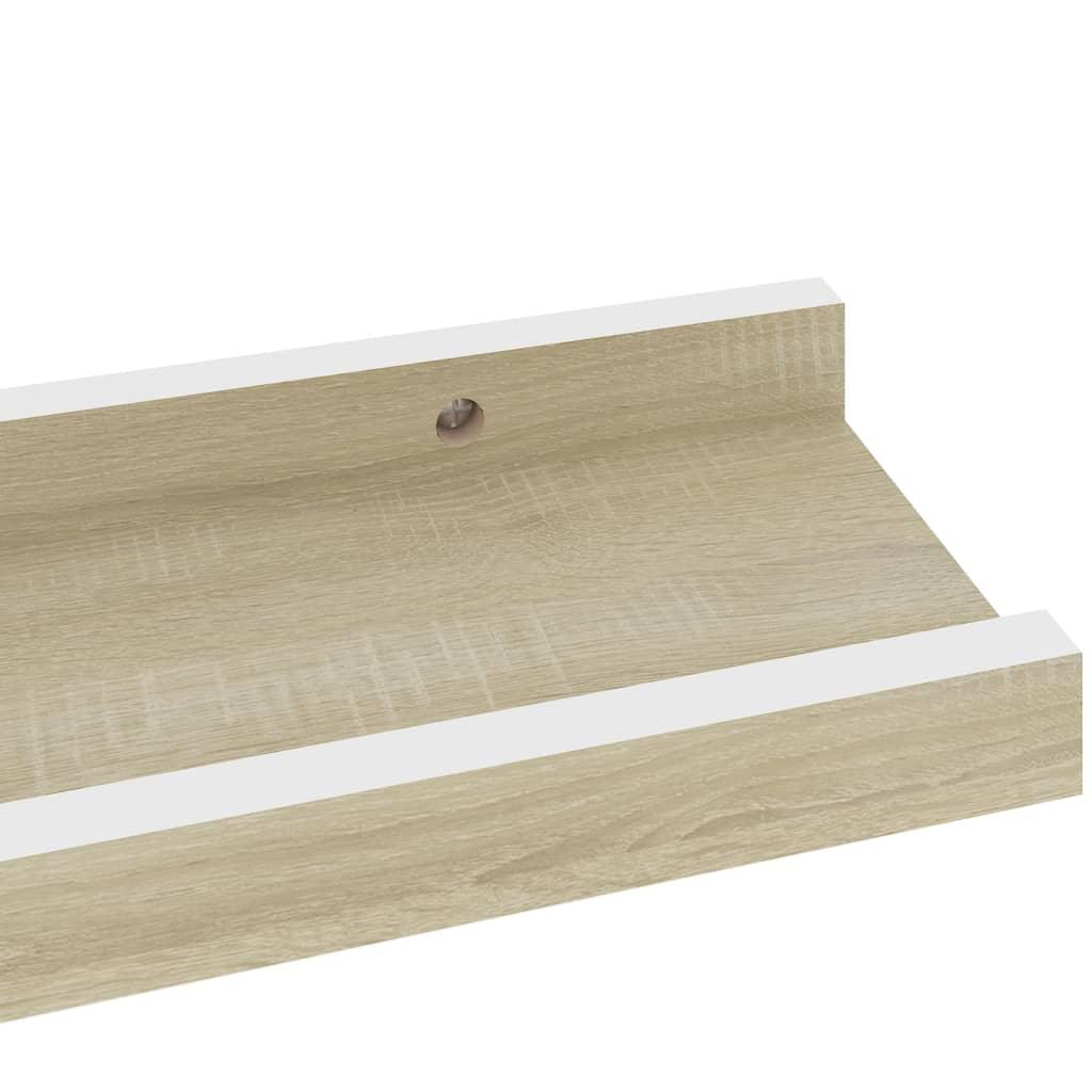 Wall Shelves 2 pcs White and Sonoma Oak 15.7"x3.5"x1.2" at Set Shop and Smile
