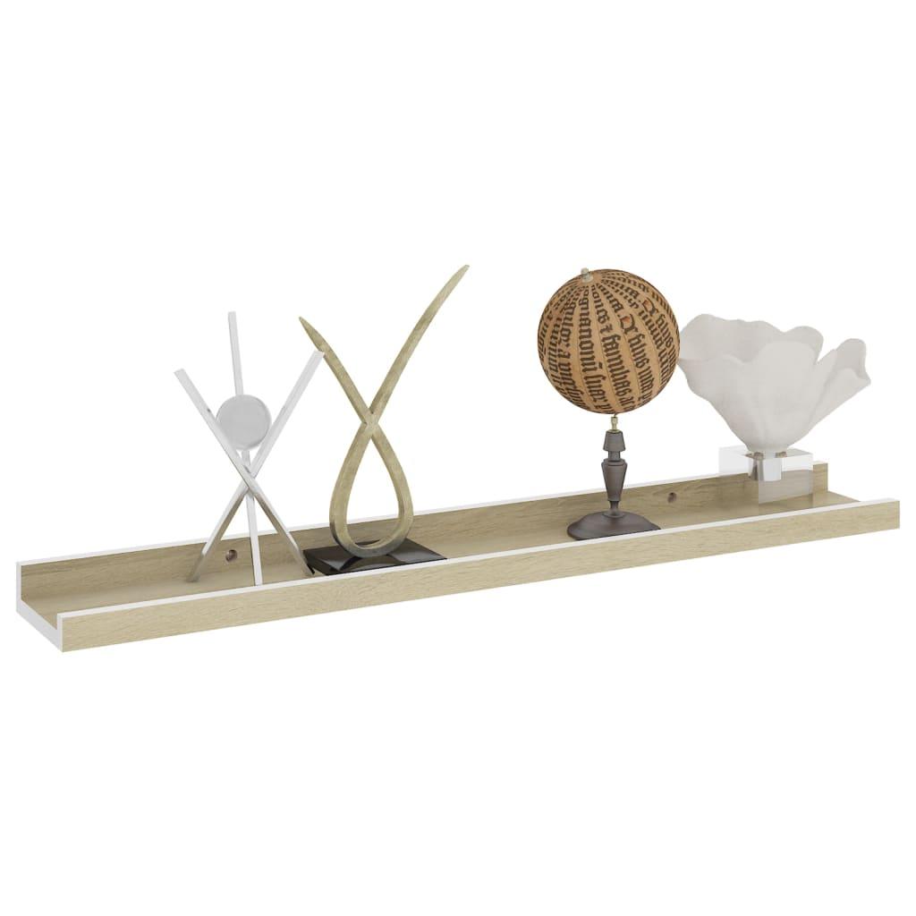 Wall Shelves 2 pcs White and Sonoma Oak 23.6"x3.5"x1.2" at Set Shop and Smile