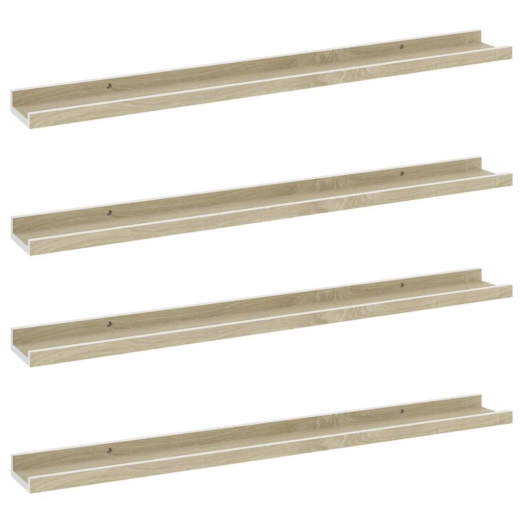 Wall Shelves 4 pcs White and Sonoma Oak 31.5"x3.5"x1.2" at Set Shop and Smile