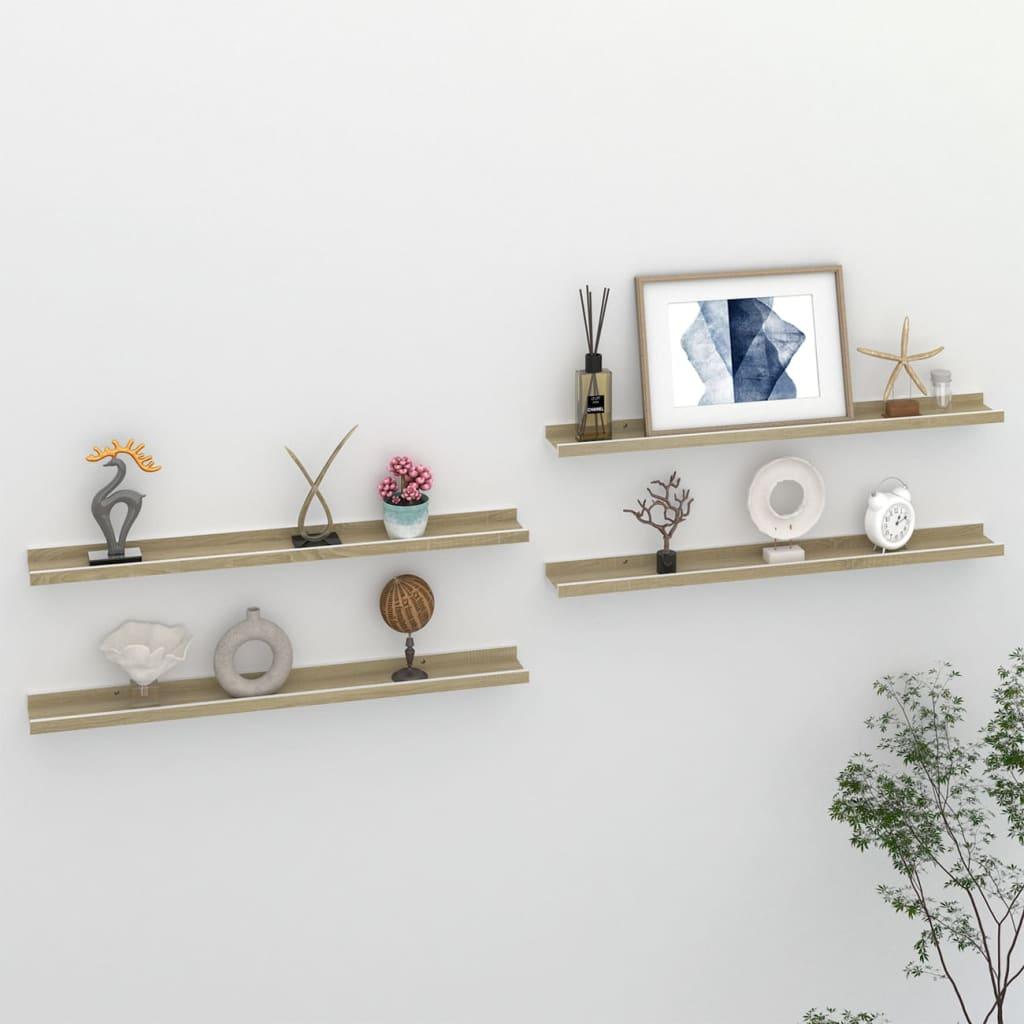 Wall Shelves 4 pcs White and Sonoma Oak 31.5"x3.5"x1.2" at Set Shop and Smile