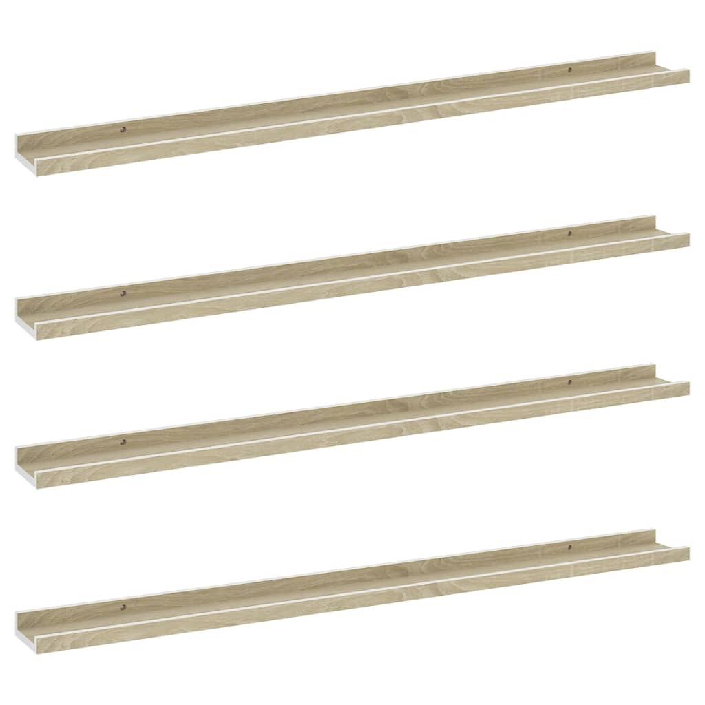 Wall Shelves 4 pcs White and Sonoma Oak 39.4"x3.5"x1.2" at Set Shop and Smile