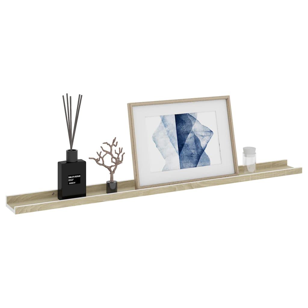 Wall Shelves 4 pcs White and Sonoma Oak 39.4"x3.5"x1.2" at Set Shop and Smile