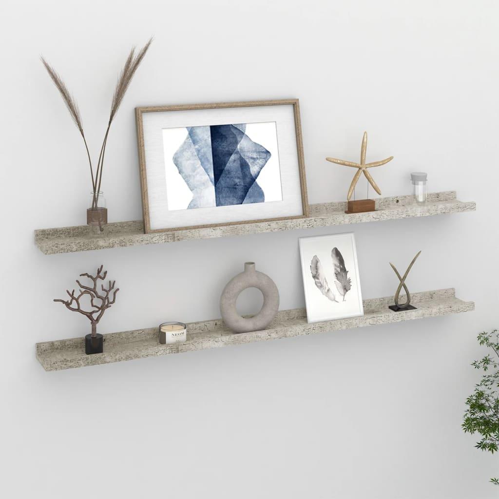 Wall Shelves 2 pcs Concrete Gray 39.4"x3.5"x1.2" at Set Shop and Smile