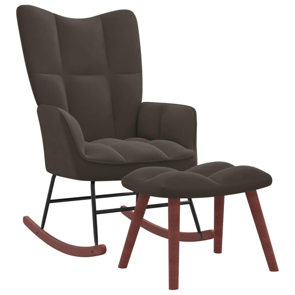 Rocking Chair with Ottoman Dark Gray Velvet at Set Shop and Smile