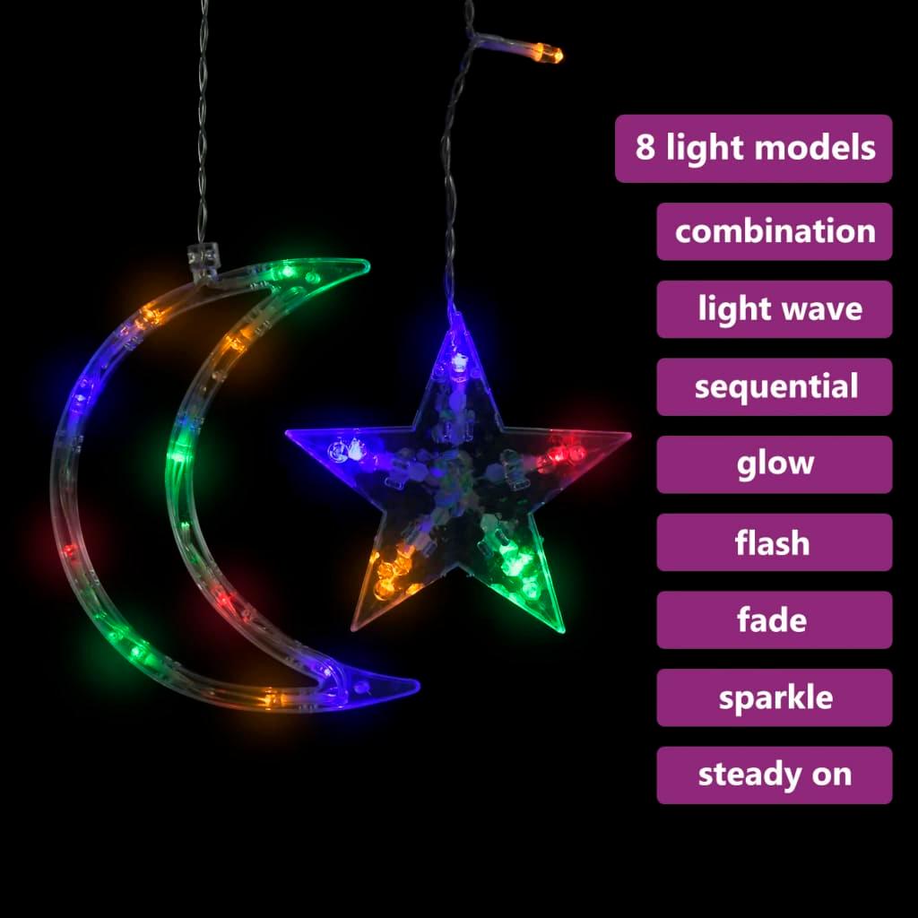 Star and Moon Fairy Lights Remote Control 138 LED Colorful at Set Shop and Smile
