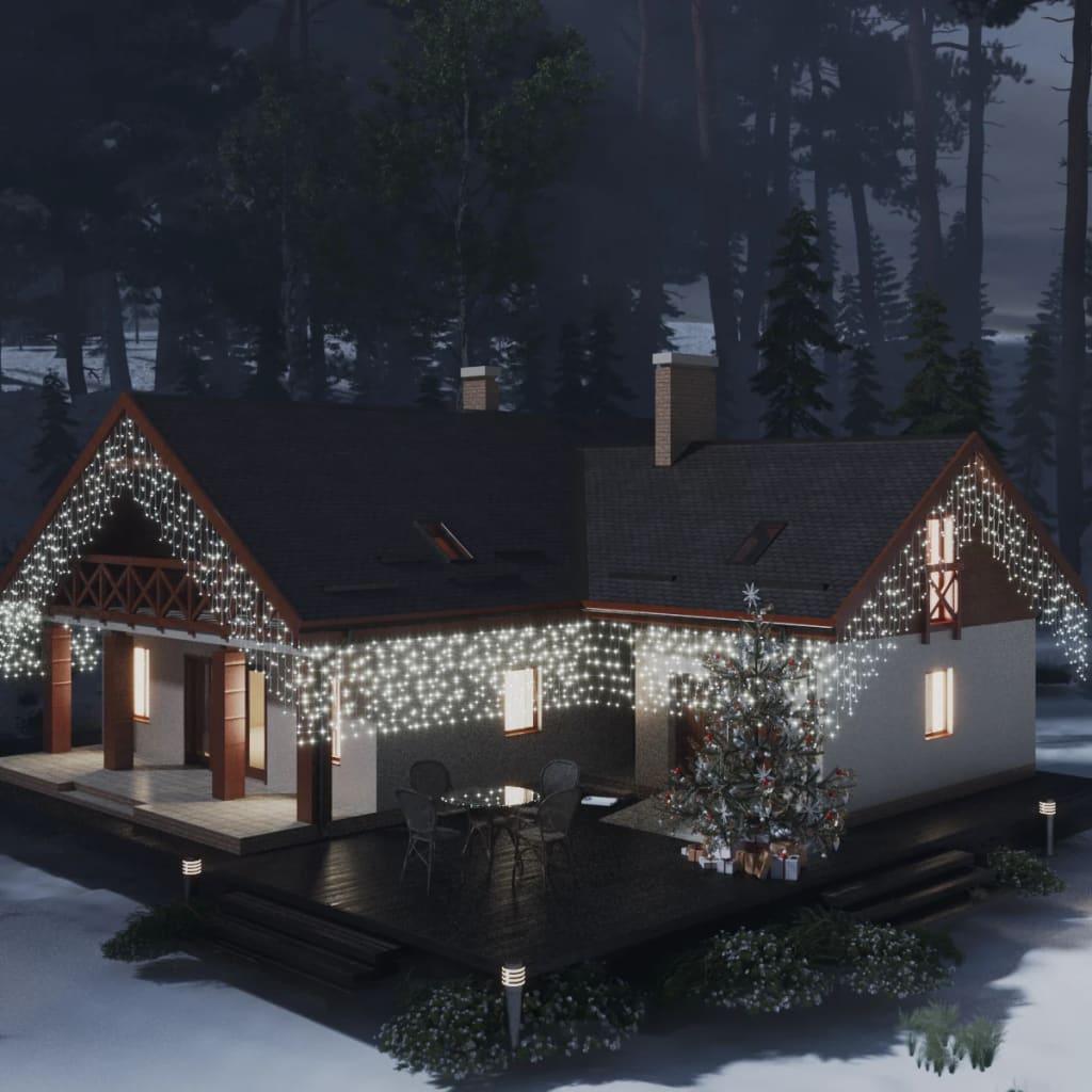 LED Curtain Icicle Lights 393.7" 400 LED Cold White 8 Function at Set Shop and Smile