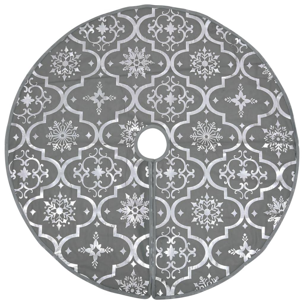 Luxury Christmas Tree Skirt with Sock Gray 4 ft Fabric at Set Shop and Smile
