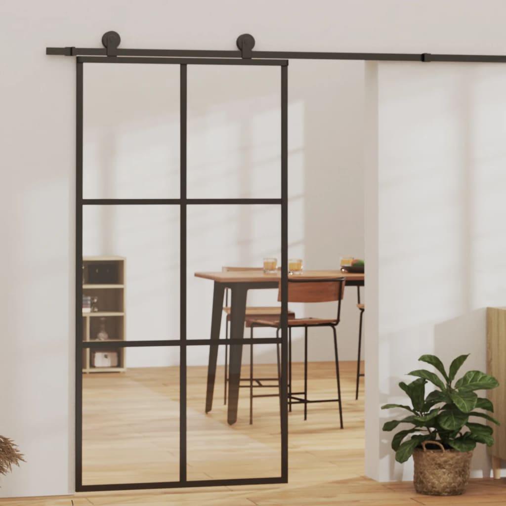 Sliding Door ESG Glass and Aluminum 40.2"x80.7" Black at Set Shop and Smile