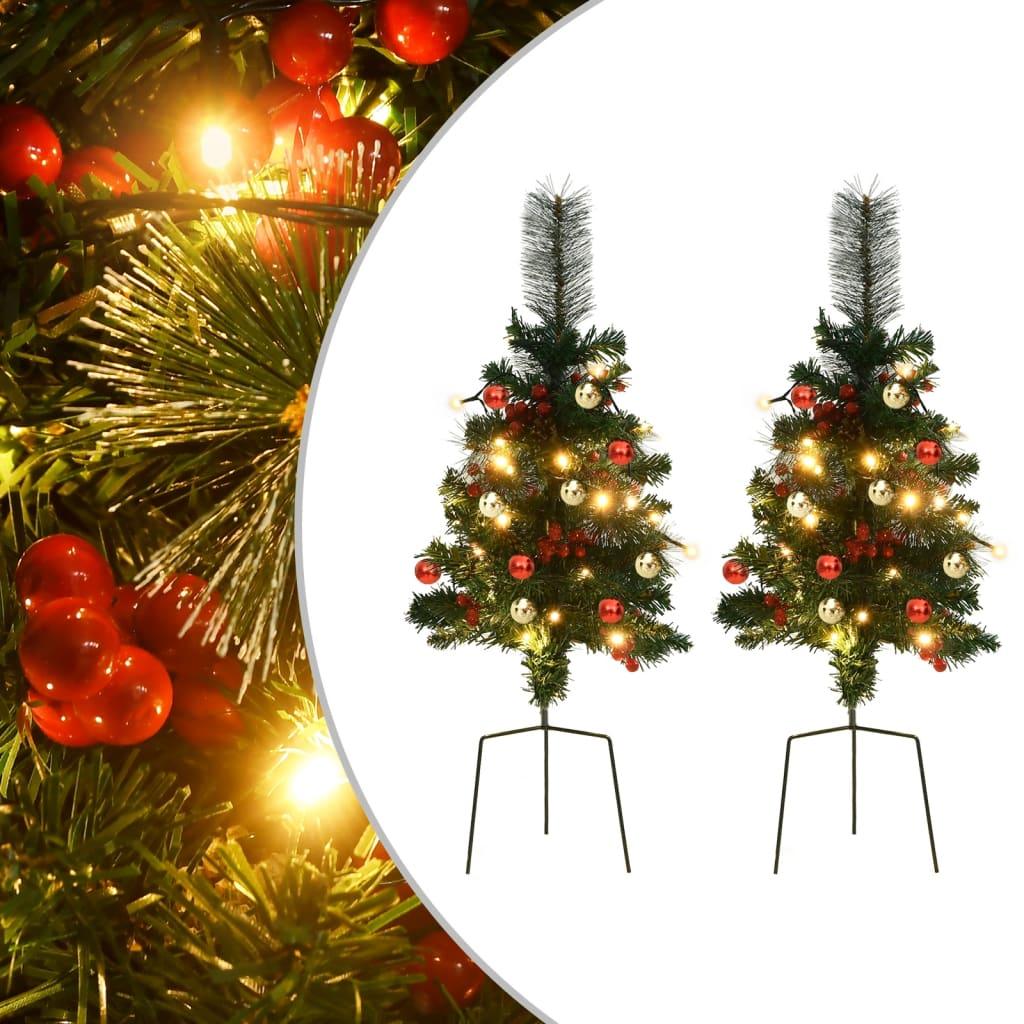 Artificial Pathway Christmas Trees with LEDs 2 pcs 29.9" PVC at Set Shop and Smile