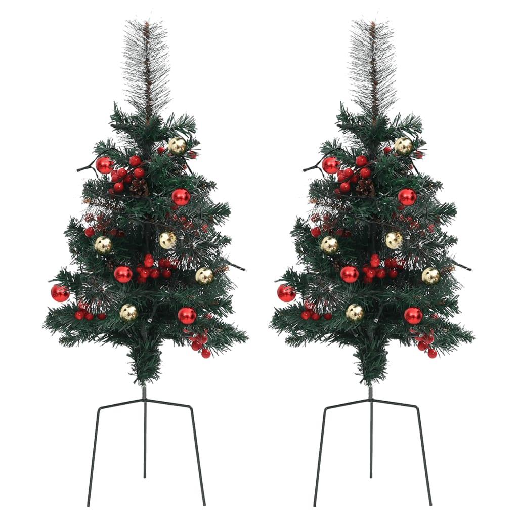 Artificial Pathway Christmas Trees with LEDs 2 pcs 29.9" PVC at Set Shop and Smile