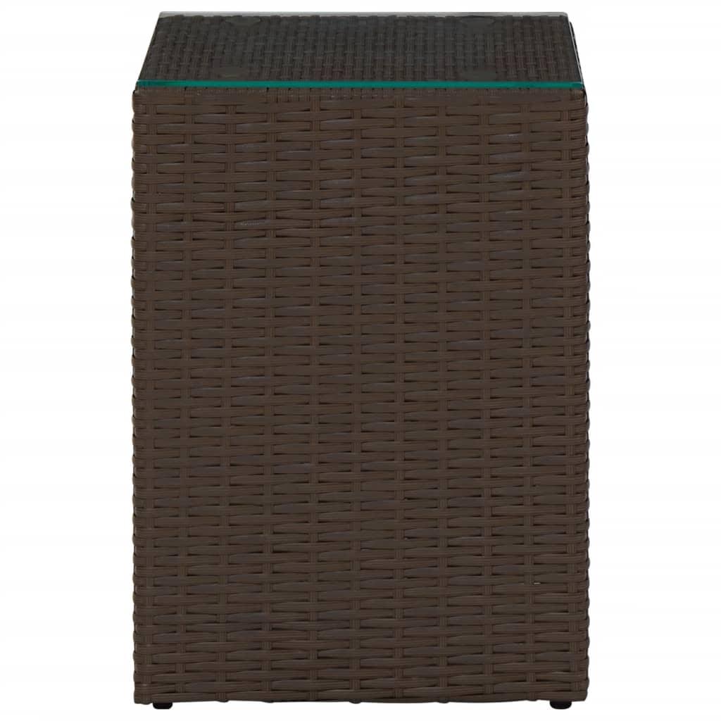 Side Tables 3 pcs with Glass Top Brown Poly Rattan at Set Shop and Smile
