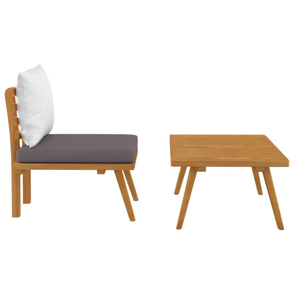 2 Piece Patio Lounge Set with Cushions Solid Acacia Wood at Set Shop and Smile