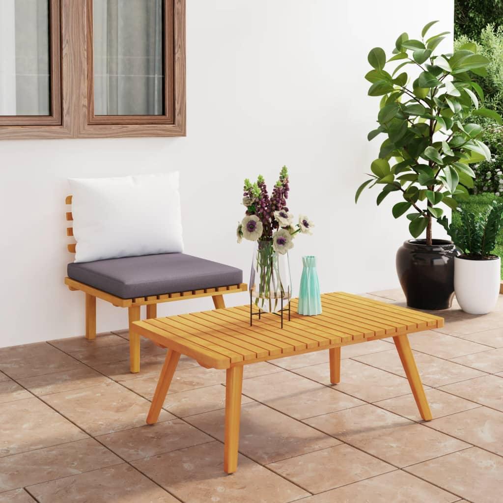 2 Piece Patio Lounge Set with Cushions Solid Acacia Wood at Set Shop and Smile